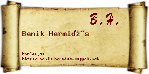 Benik Hermiás névjegykártya
